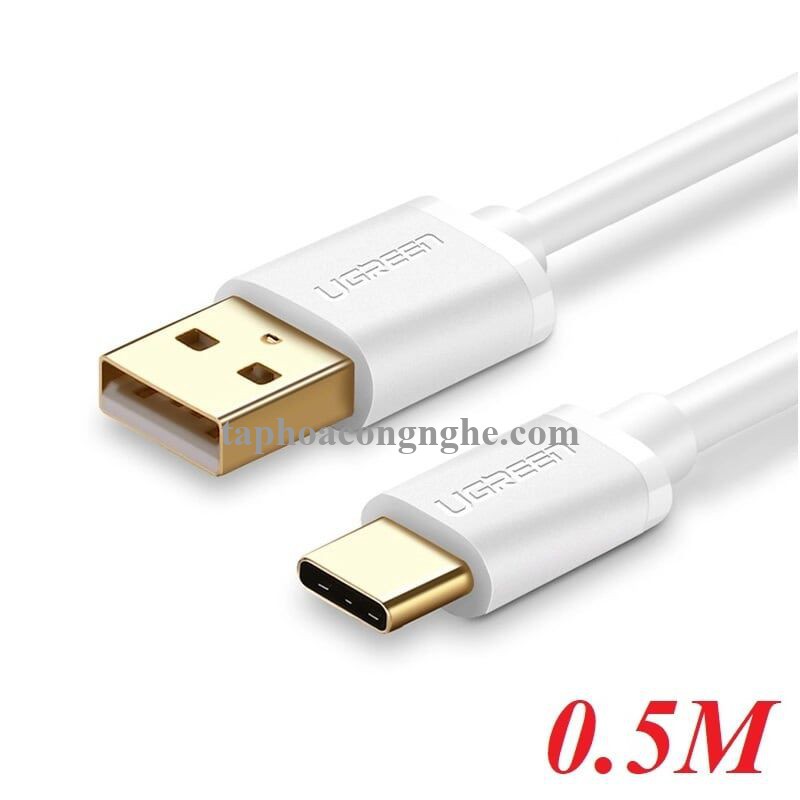 Ugreen 50389 0.5M màu Trắng Cáp USB TypeC sang USB 2.0 Cáp dẹt US141 30050389